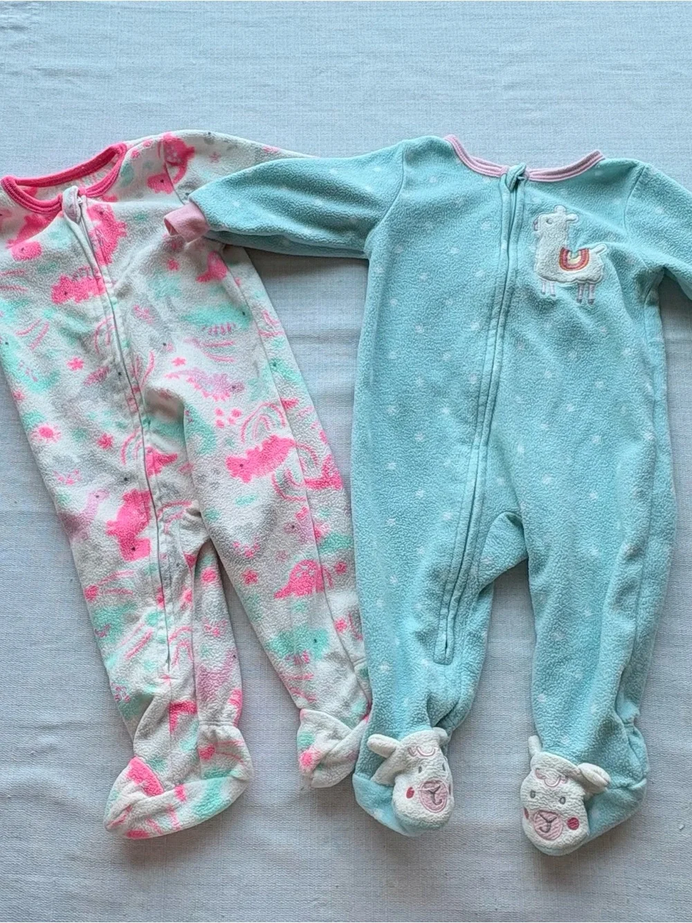 Carter's Multi-Color Baby Fleece One-Piece Footies - Pink, Mint, Red, Purple